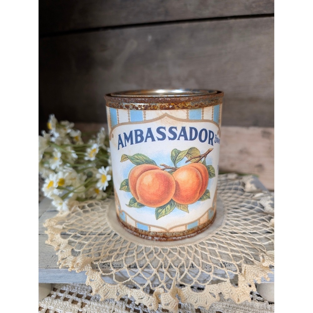 Ambassador Brand PEACHES Vintage Inspired Rusted Can - Pint - Red Stripe